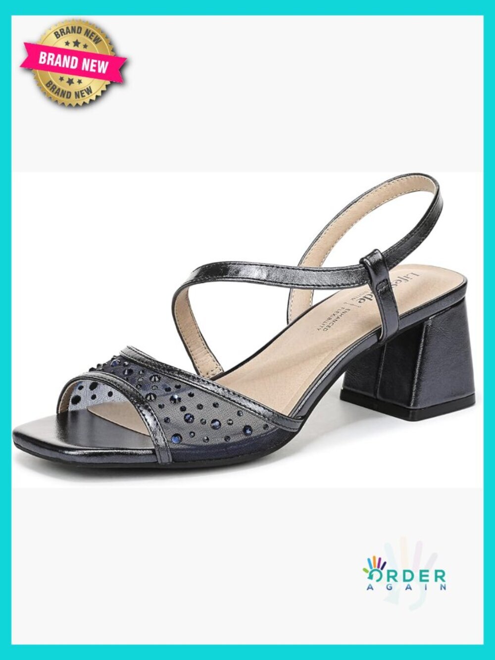 Slingback Block Heel Sandals Open Toe Platform Rhinestone Sparkly Comfort Slip